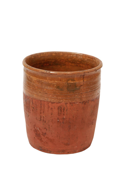 A vertical shot of a brown aged pot isolated on a white background - Fotografie, Obrázek
