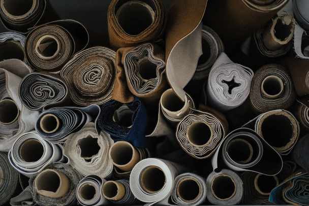A closeup shot of colorful cloth rolls - Foto, afbeelding