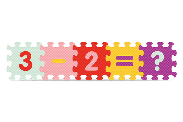 Opération mathématique écrite avec puzzle alphabet
 - Vecteur, image