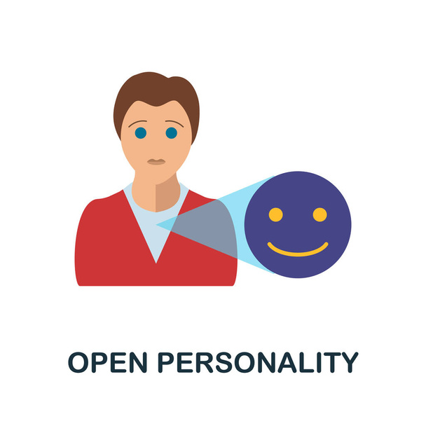 Άνοιγμα εικονιδίου προσωπικότητας. Απλή απεικόνιση από τη συλλογή προσωπικοτήτων. Μονόχρωμο Open Personality εικονίδιο για το σχεδιασμό ιστοσελίδων, πρότυπα και infographics. - Διάνυσμα, εικόνα