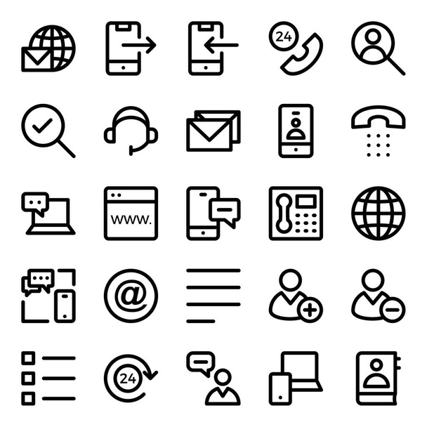 Outline icons for contact us. - ベクター画像