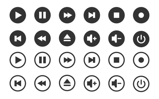 Mediaspeler pictogrammen. Mediaspeler icoon set voor ontwerpers in het ontwerp van allerlei werken. Vectorillustratie - Vector, afbeelding
