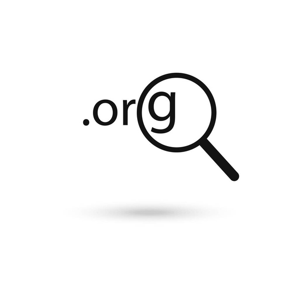 Dot Org Icon und Lupe. Domain-Suchsymbol. - Vektor, Bild