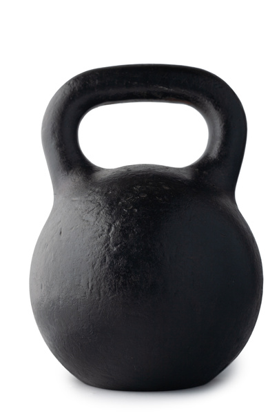 ΕΣΣΔ ρίχνει σιδήρου μαύρο kettlebell απομονώνονται σε λευκό φόντο. Βάρος 2 pood, 72 λίβρες, 32 κιλά. - Φωτογραφία, εικόνα