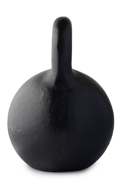 Szovjetunió öntött vas fekete vízforraló elszigetelt fehér háttérrel. Súlya 2 uszkár, 72 font, 32 kg. - Fotó, kép