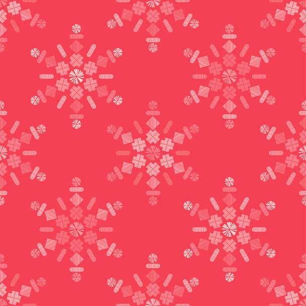 Christmas decorative snowflakes. Norwegian design. Geometrical figure. Seamless background. Boho style. Vector illustration for web design or print. - Vector, Image