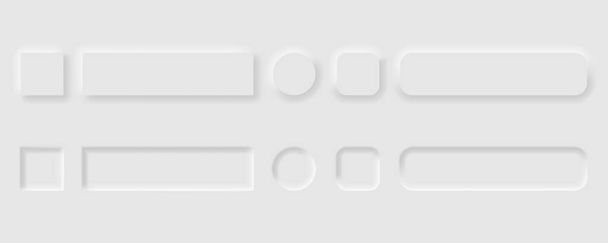 Набор векторных редактируемых неоморфных кнопок. Слайдеры для веб-сайтов, мобильного меню, приложений. Простой элегантный неоморфизм в стиле 2020 года проектирует элементы пользовательского интерфейса, изолированные на белом фоне. EPS 10 - Вектор,изображение