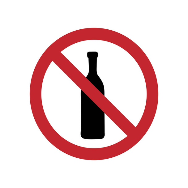 Marca de prohibición de alcohol sobre un fondo blanco. - Vector, imagen