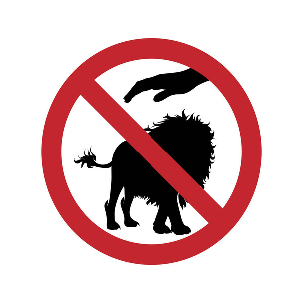 Ban on touching lion on white background. - Вектор,изображение