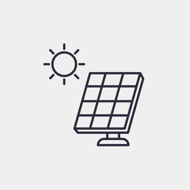 背景に太陽電池パネルのアイコンが隔離されている。環境シンボル現代、シンプルでベクトル、ウェブサイトのデザイン、モバイルアプリ、 uiのためのアイコン。ベクターイラスト - ベクター画像