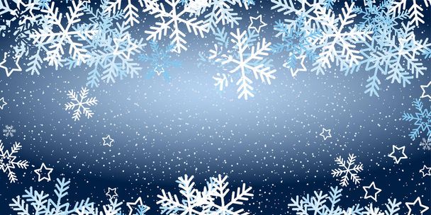 Різдвяний фон зі сніжинками різного розміру
 - Вектор, зображення