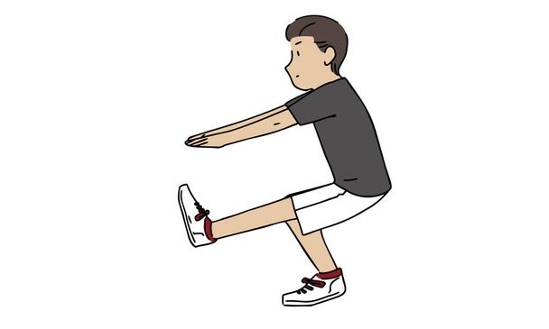 Jeden noha squat Men - Vektor, obrázek