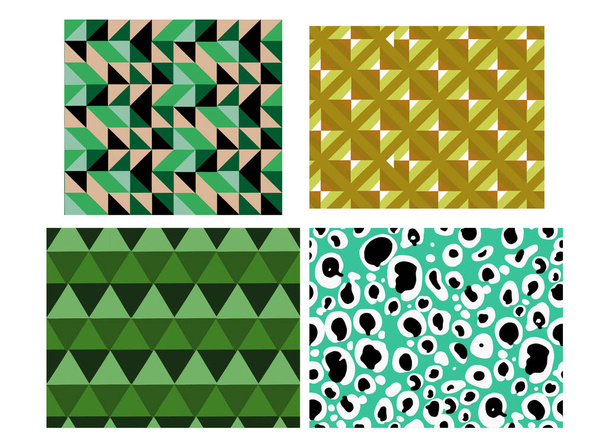 Patchwork alkaen geometriset kuviot vihreä ja keltainen väri. Vektoriesimerkki - Vektori, kuva