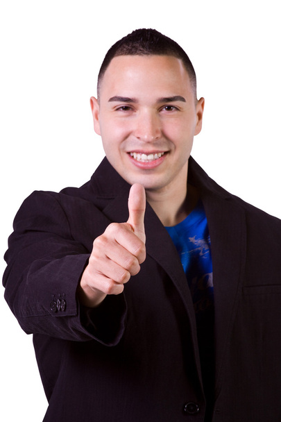 Handsome Hispanic Businessman Giving the Thumbs Up - Photo, Image