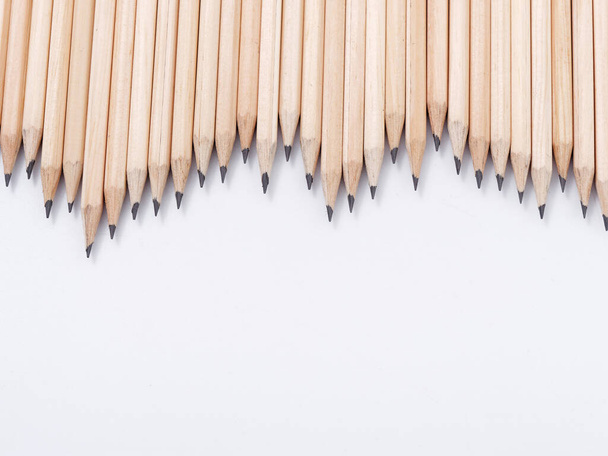 many simple pencils with a lead on a white background 2020 - Zdjęcie, obraz