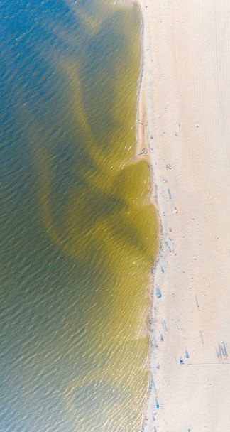 Смотрю на пляж. Вид с высоты беспилотника. Балтийское море. Панорама - Фото, изображение