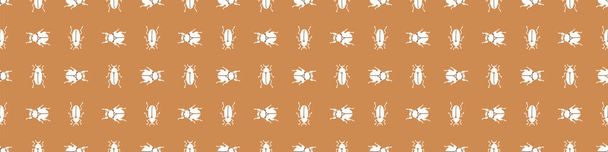 Fond sans couture insecte coléoptère sexe neutre modèle de bordure de bébé. Simple fantaisiste minimal terreux couleur 2 tons. Enfants pépinière faune bug bordure garniture de mode. - Vecteur, image