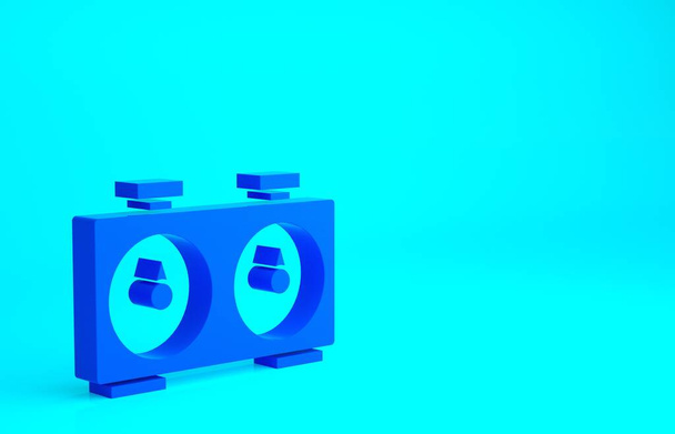 青色の背景に隔離されたブルータイムチェスの時計アイコン。スポーツ用具。最小限の概念。3Dイラスト3Dレンダリング. - 写真・画像