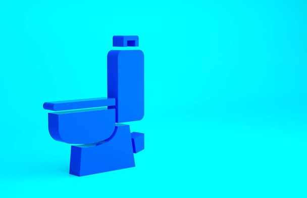 Blue Toilet bowl icon isolated on blue background. Minimalism concept. 3d illustration 3D render. - Photo, Image
