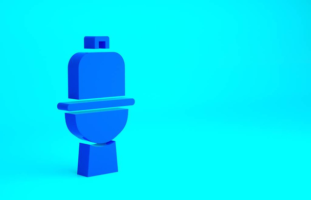 Icono del inodoro azul aislado sobre fondo azul. Concepto minimalista. 3D ilustración 3D render. - Foto, Imagen