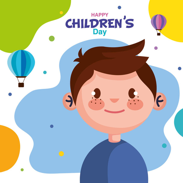 Счастливый детский день с мальчишеским мультфильмом - Вектор,изображение