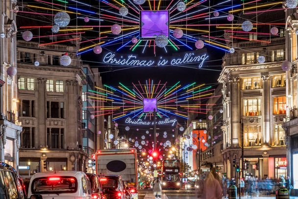 Vánoční světla v centru Londýna, Velká Británie - Fotografie, Obrázek