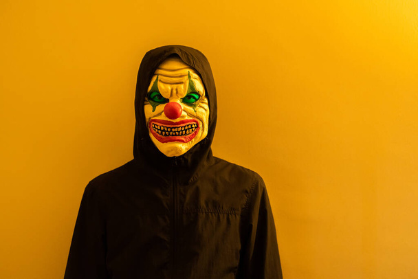 Halloween party costume. Joker makeup mask portrait. - Foto, imagen