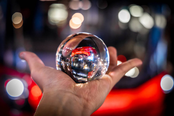 Christmas decorations of London through crystall ball - Photo, Image