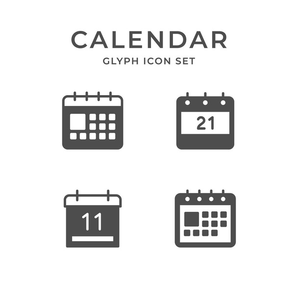 Definir ícones de glifo do calendário - Vetor, Imagem
