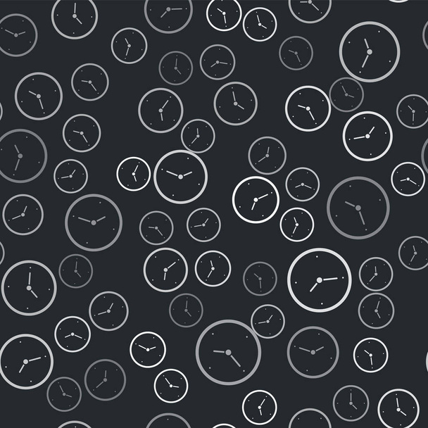 Γκρίζο ρολόι εικονίδιο απομονωμένη αδιάλειπτη μοτίβο σε μαύρο φόντο. Σύμβολο χρόνου. Διάνυσμα. - Διάνυσμα, εικόνα