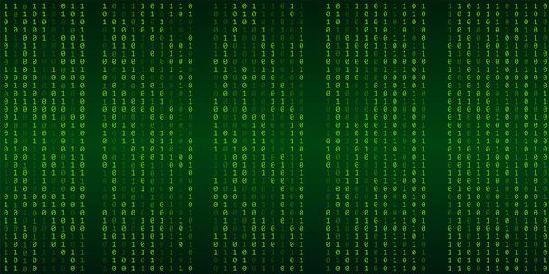 Zöld mátrix háttér. bináris kódfolyam. Zuhanó számok a sötét háttérben. Digitális számítógépes kód. Kódolás és hackelés. Absztrakt vektor illusztráció. - Vektor, kép