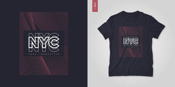 New York City. T-shirt geometric abstract vector design, poster, print, template - Vektor, kép