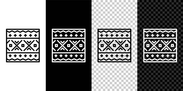 Establecer línea patrón étnico ucraniano para el icono del bordado aislado sobre fondo blanco y negro. Patrón de bordado tradicional de punto de arte popular. Vector. - Vector, Imagen