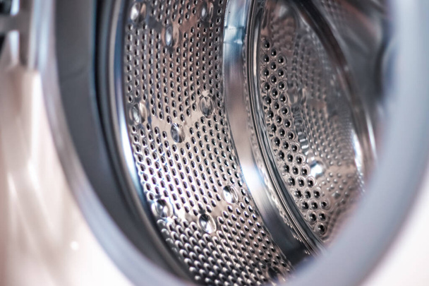 washing machine drum, inner surface,side view. Laundry and service. - Zdjęcie, obraz