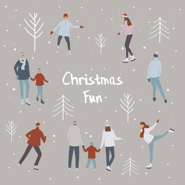 Ice skating and people - Vector, Image
