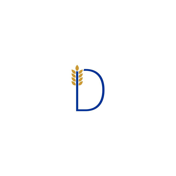 Letter D combined with wheat icon logo design illustration - Vector, Image