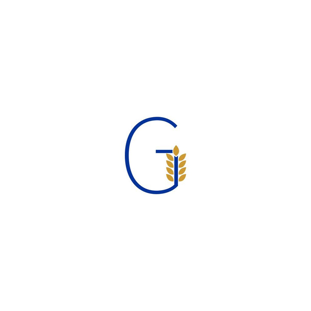 Letra G combinada con la ilustración del diseño del logotipo del icono del trigo - Vector, imagen