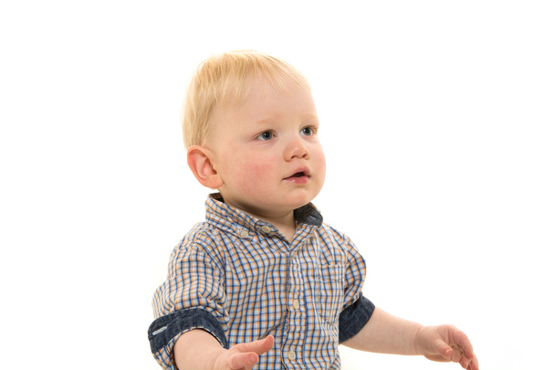 Little boy on white background - Photo, Image