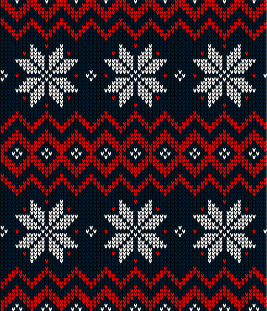 Knitted Christmas and New Year pattern. Wool Knitting Sweater Design. Wallpaper wrapping paper textile print. eps 10 - Vector, Image