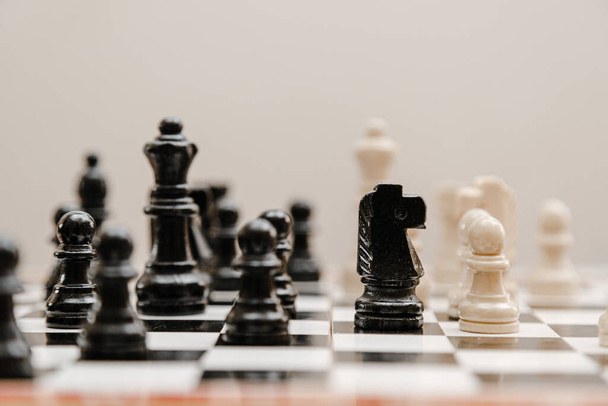 classical chess stand on chess board. Chess combinations for beginners - Valokuva, kuva