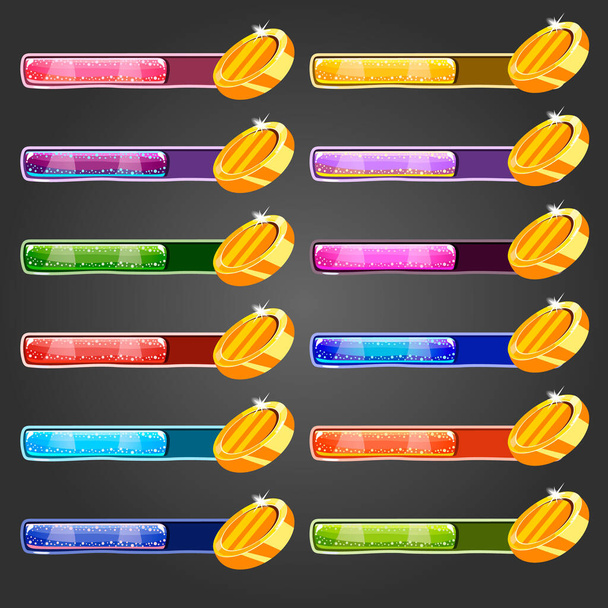 Big set game resource bar with coins - Vector, afbeelding