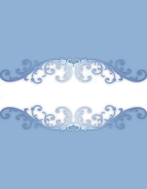 Marco elegante aislado sobre fondo azul brillante. Frontera floral de lujo vintage. Plantilla ilustrativa. - Foto, imagen
