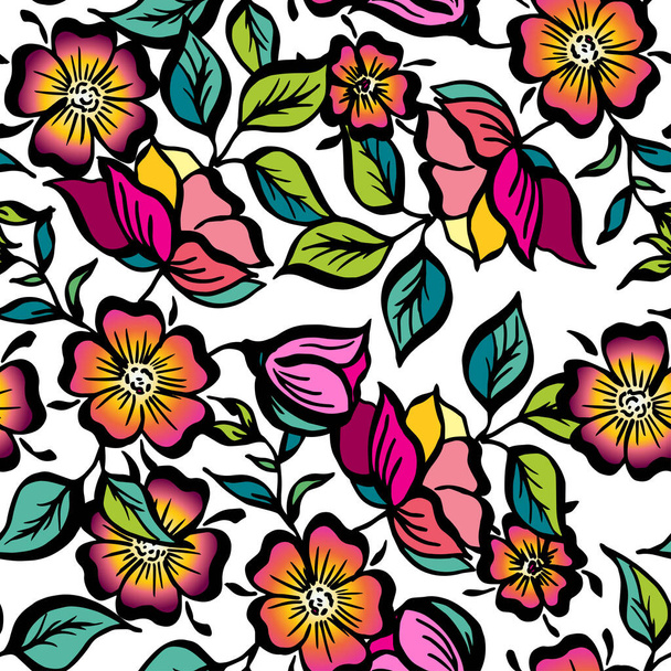 Απρόσκοπτη μοτίβο της vintage λουλούδι floral διάνυσμα   - Διάνυσμα, εικόνα