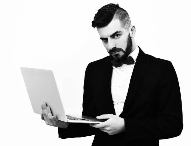 Serious and concentrated realtor with beard - Φωτογραφία, εικόνα
