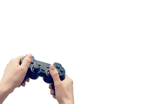 controlador de vídeo game na mão isolado no fundo branco - Foto, Imagem
