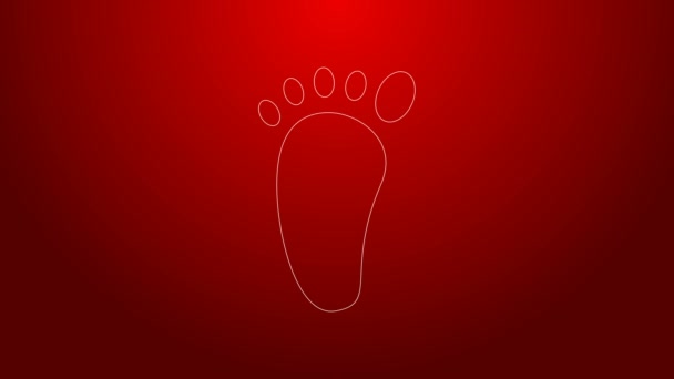 Zöld vonal Foot masszázs ikon elszigetelt piros háttérrel. 4K Videó mozgás grafikus animáció - Felvétel, videó