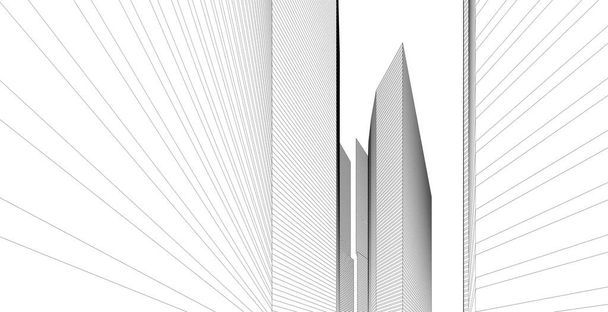 A skyscraper in the city is defined as a continuously habitable high-rise building that has over 40 floors, City architecture sketch 3d illustration  - Photo, Image