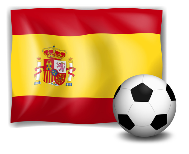 Le drapeau d'Espagne et le ballon de football
 - Vecteur, image