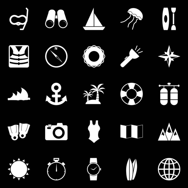 Potápěčské ikony na černém pozadí, stock vektor - Vektor, obrázek