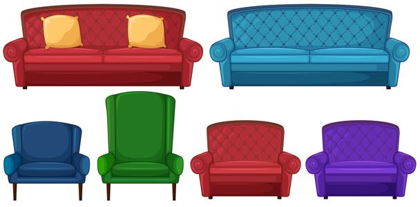 Una colección de sillas diferentes
 - Vector, imagen